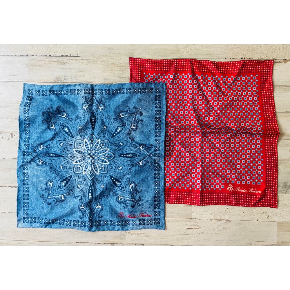 Vintage Brooks Brothers Lot of Western 100% Silk Handkerchiefs unused